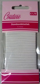 Elastiek 6-koords=5mm (6 m op kaart), Wit, 10 krt.